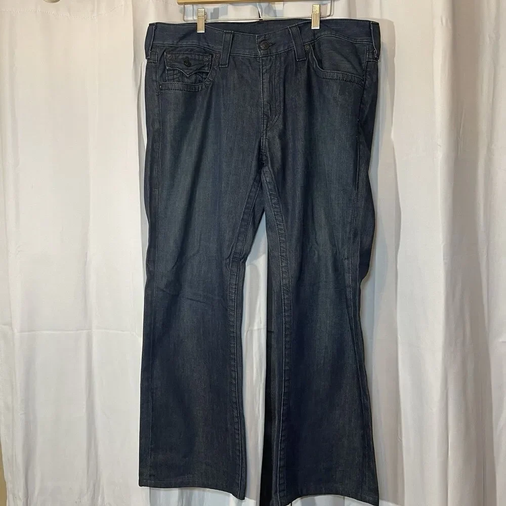 True Religion Jeans Men 38 Ricky Flap Pocket Dark Wash‎ Cotton (30x29.5)